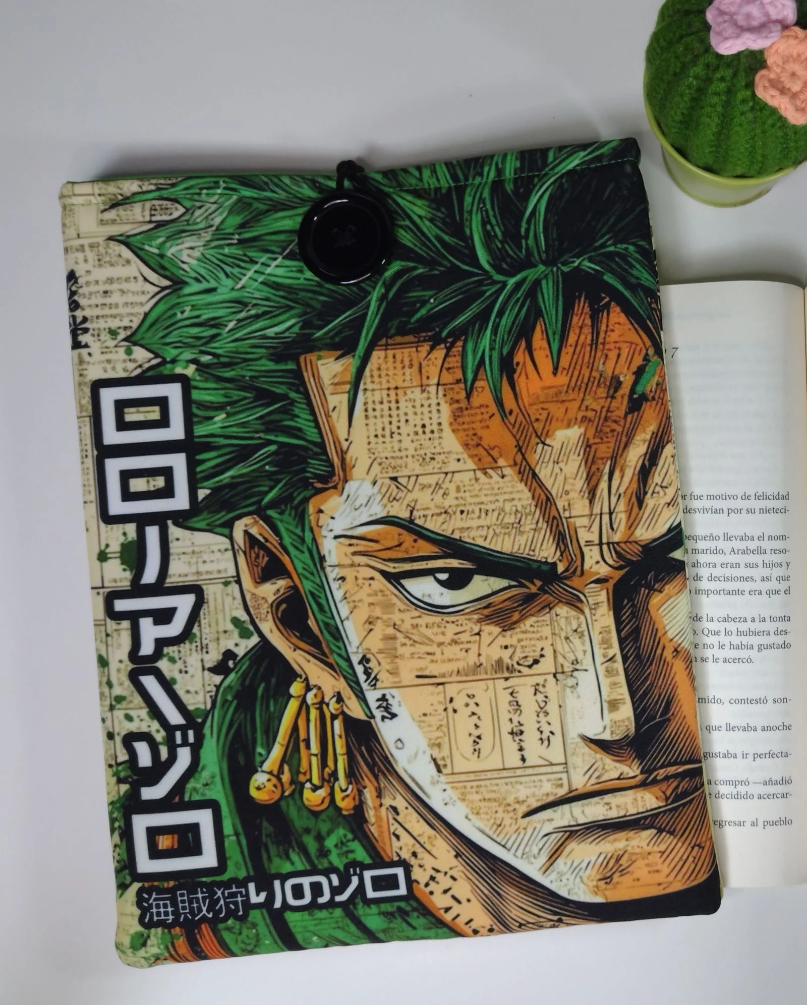 Funda para libros o tablets - Zoro  - One Piece - Hecho a mano 